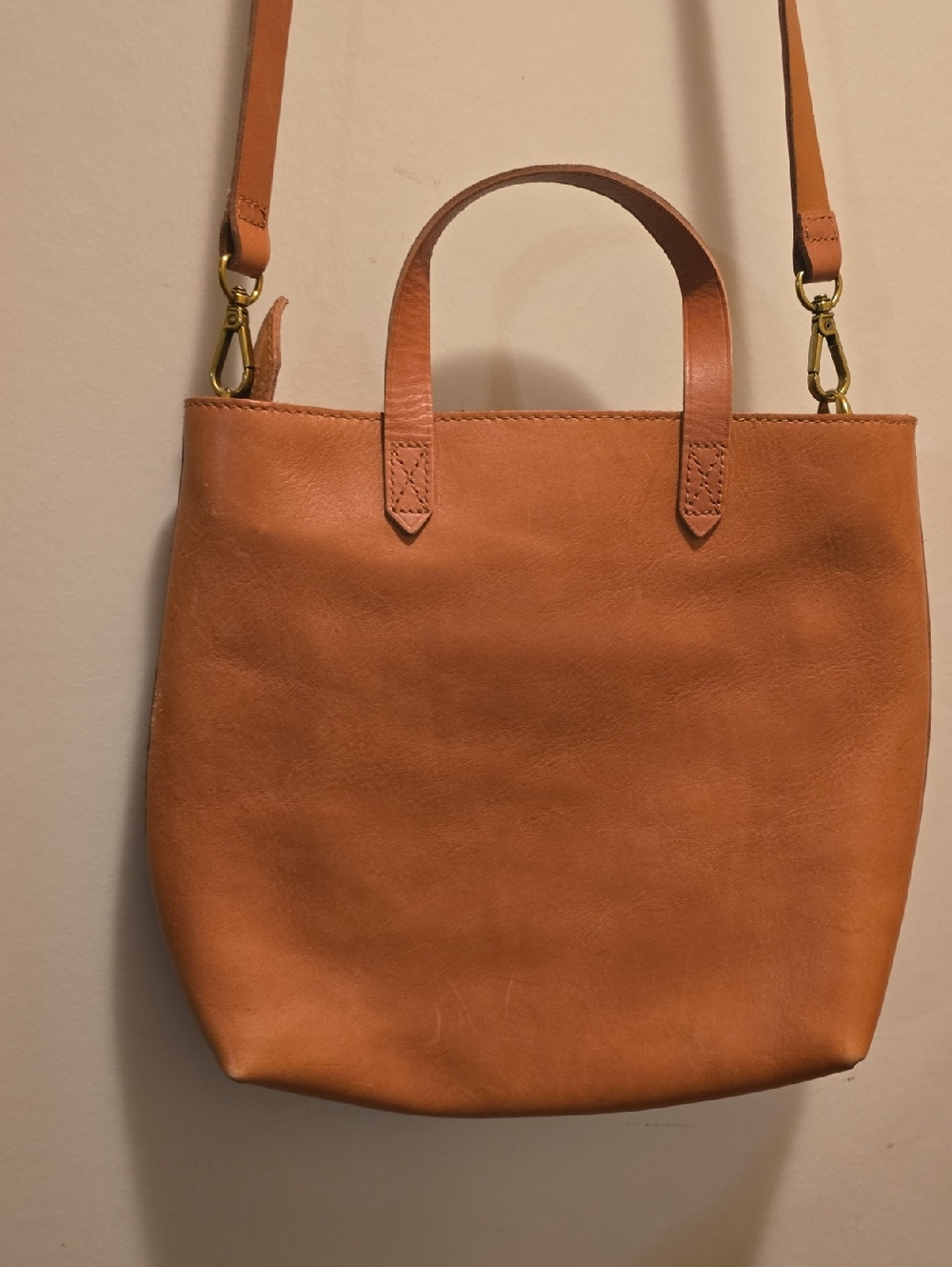 Madewell Leather Tote Bag with Multicolor Stripe Accent - Tan - Picture 3 of 7